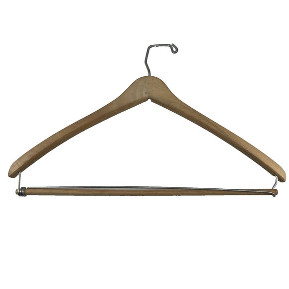 3 Ct VTG WISHBONE Wishbone-Shaped Wood Coat Suit Hangers Locking Pants Bar - Picture 3 of 13